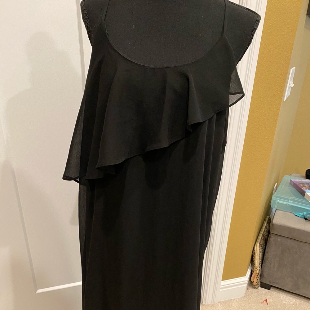 Black asymmetrical maxi dress
